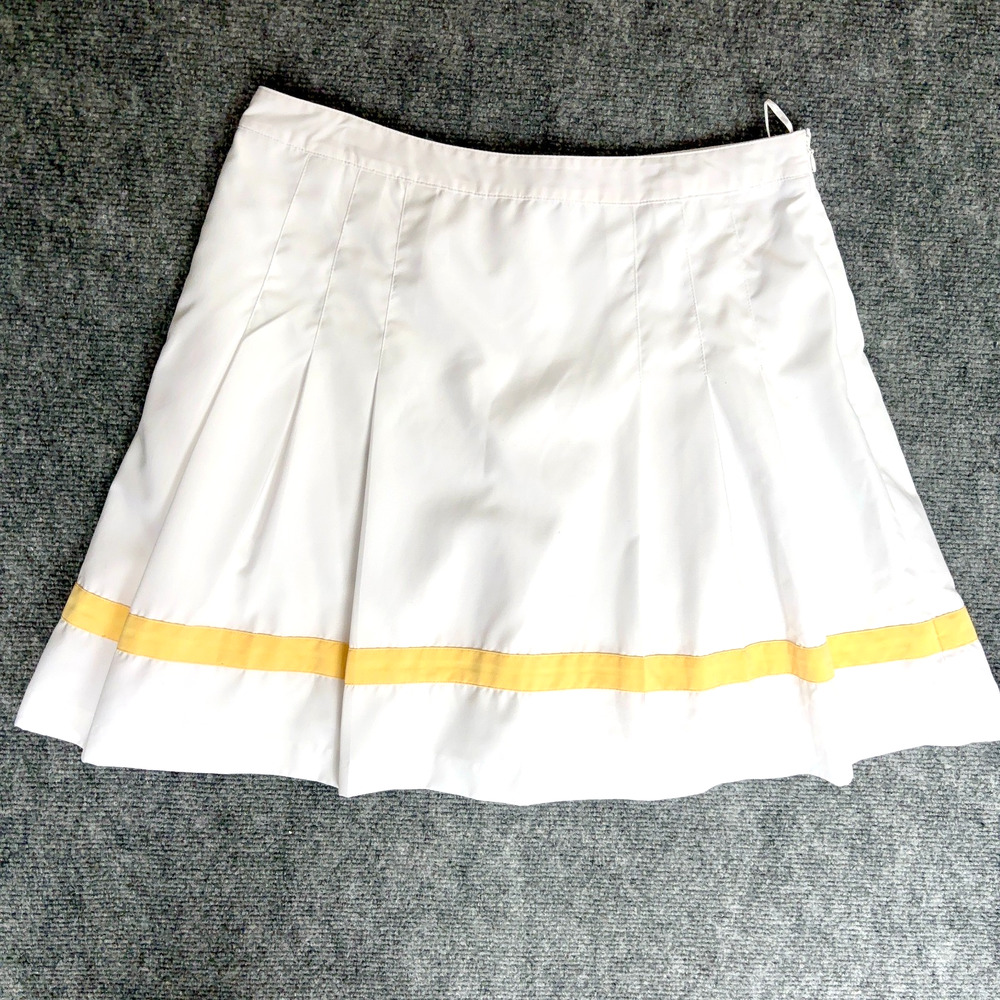 IZOD X-Tra Dry Skort Womens 10 White Yellow Pleated Tennis Golf Athletic Skirt